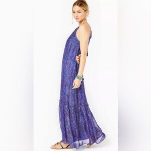 NWOT Lilly Pulitzer Alessandra Metallic Maxi Dress Growl And Prowl Size Small